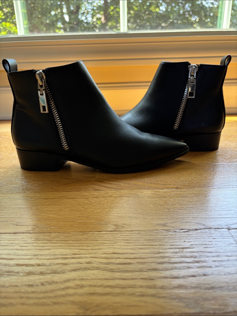 Mix No. 6 Black Ankle Booties with Exposed Silver Zippers